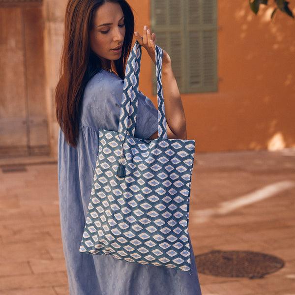 Zen Ethic Tote Bag La Baume 100% Coton BIO - Bleu