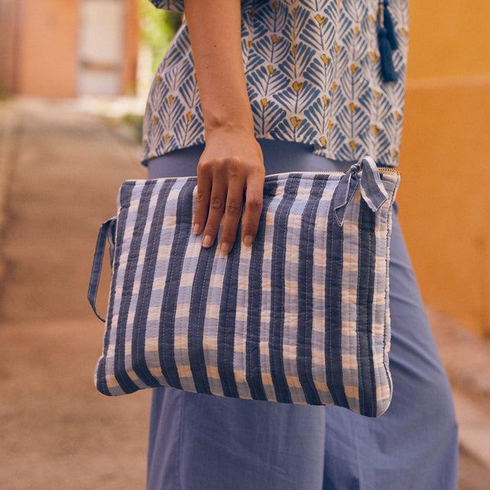 zen ethic Trousse ordi A4 Prado 100% coton bio - Bleu