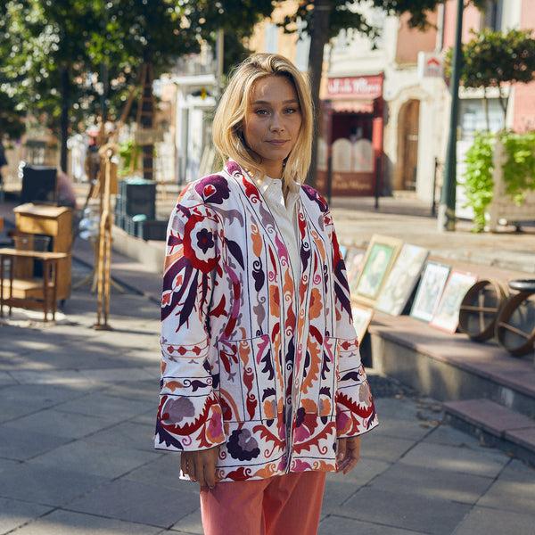 Zen Ethic Veste Maelis Brodée 100% Coton Bio - Rose