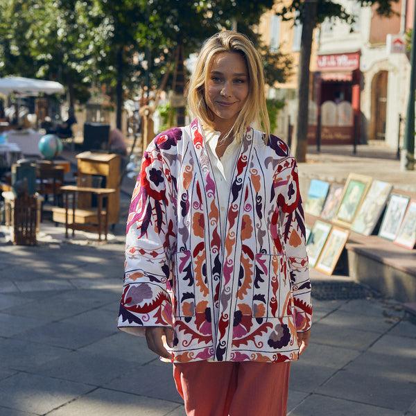 Zen Ethic Veste Maelis Brodée 100% Coton Bio - Rose