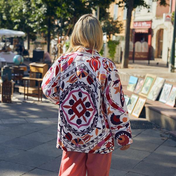 Zen Ethic Veste Maelis Brodée 100% Coton Bio - Rose