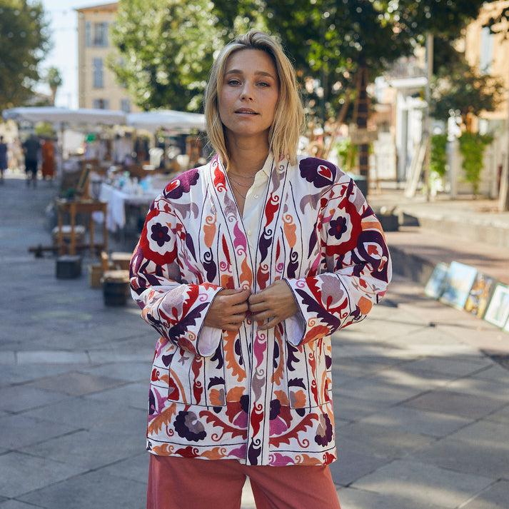 zen ethic Veste Maelis brodée 100% coton bio - Rose