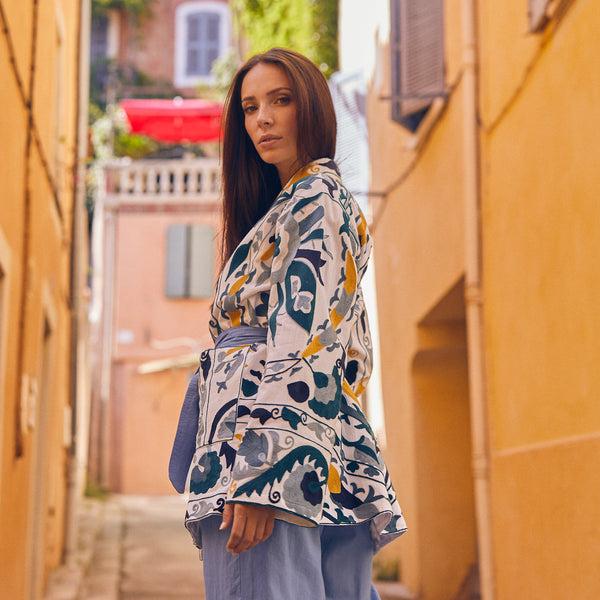 Zen Ethic Veste Maelis Brodées 100% Coton BIO - Bleu