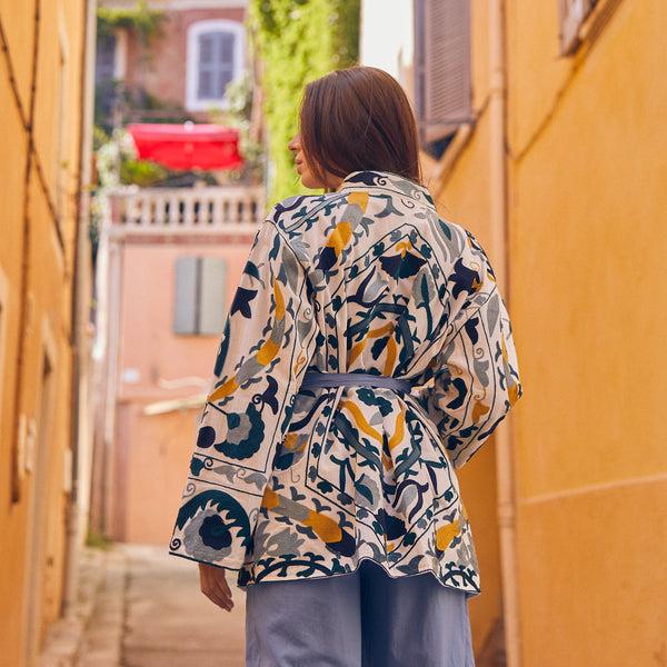 Zen Ethic Veste Maelis Brodées 100% Coton BIO - Bleu