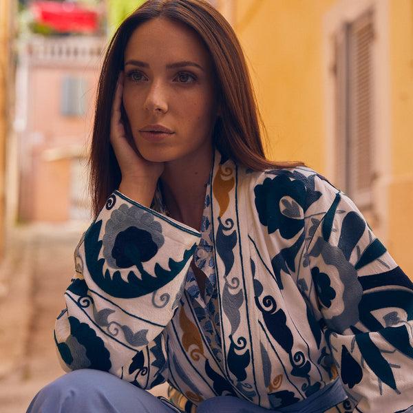 Zen Ethic Veste Maelis Brodées 100% Coton BIO - Bleu