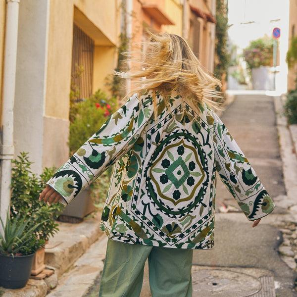 Zen Ethic Veste Maelis Brodées 100% Coton BIO - Vert