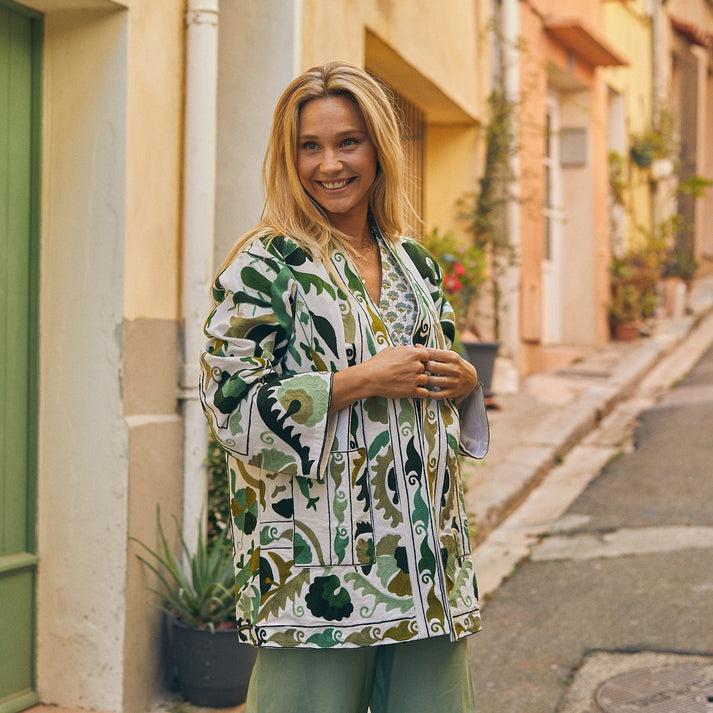 zen ethic Veste Maelis brodées 100% coton BIO - Vert