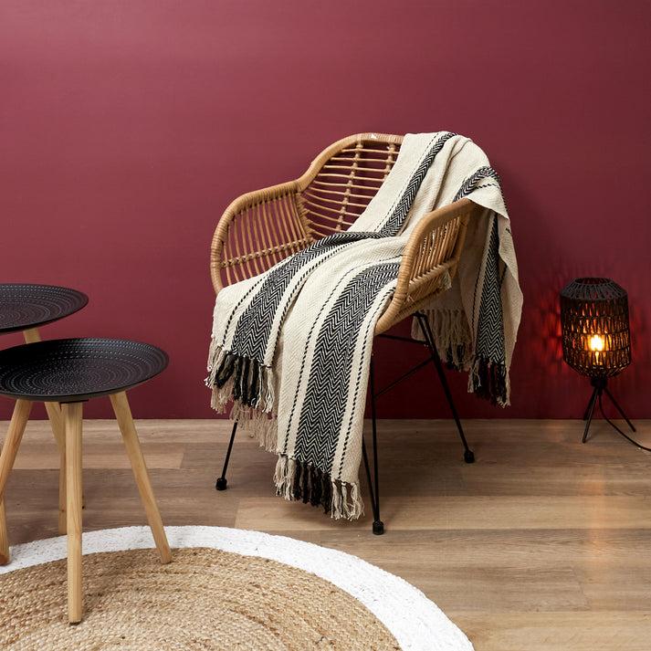 zenpur Plaid Berbère Authentique à Rayures - Confort Traditionnel