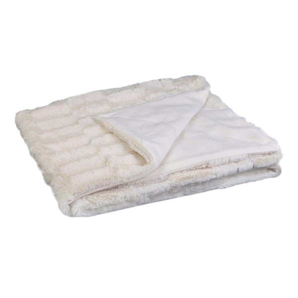 Zenpur Plaid Blanc Luxueux En Imitation Fourrure Avec Anse