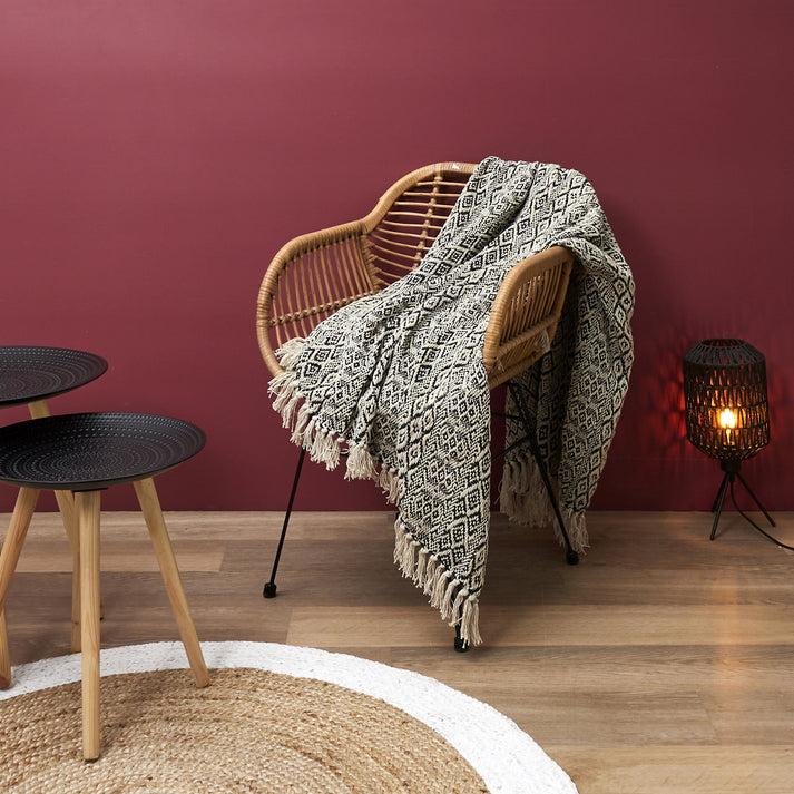 zenpur Plaid Ethnique Chic à Franges - Élégance et Confort en Carreaux