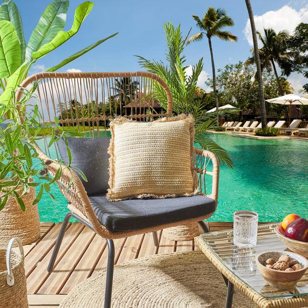 Zenpur Coussin En Raphia Naturel Déhoussable