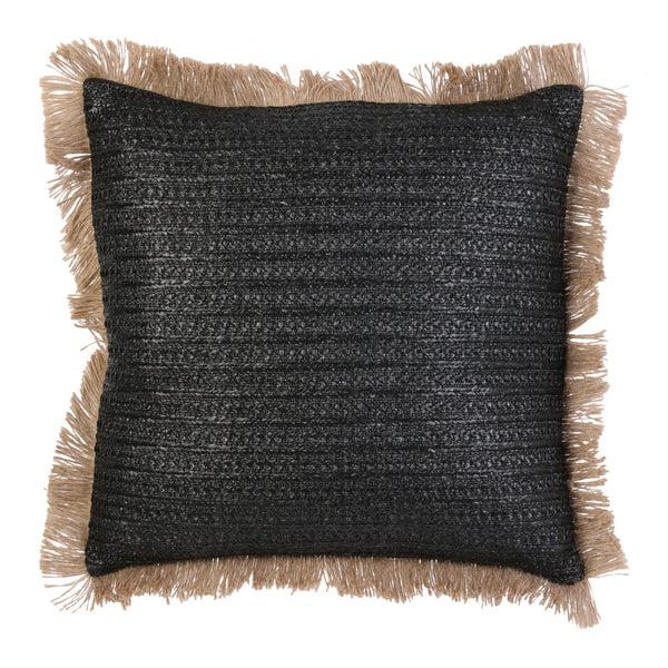 Zenpur Coussin En Raphia Noir