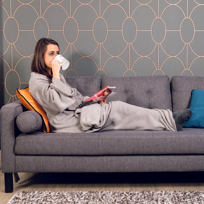 zenpur Plaid à Manches Confortable Gris