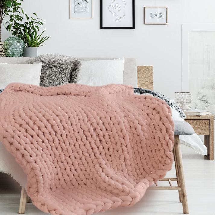 zenpur Plaid Grosse Maille Chunky Rose