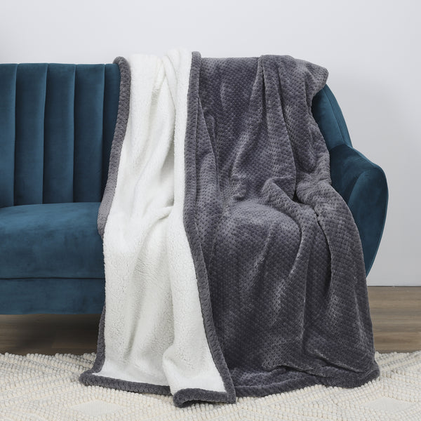 Zenpur Plaid Nid Abeille Gris Sherpa Xxl 180X220Cm