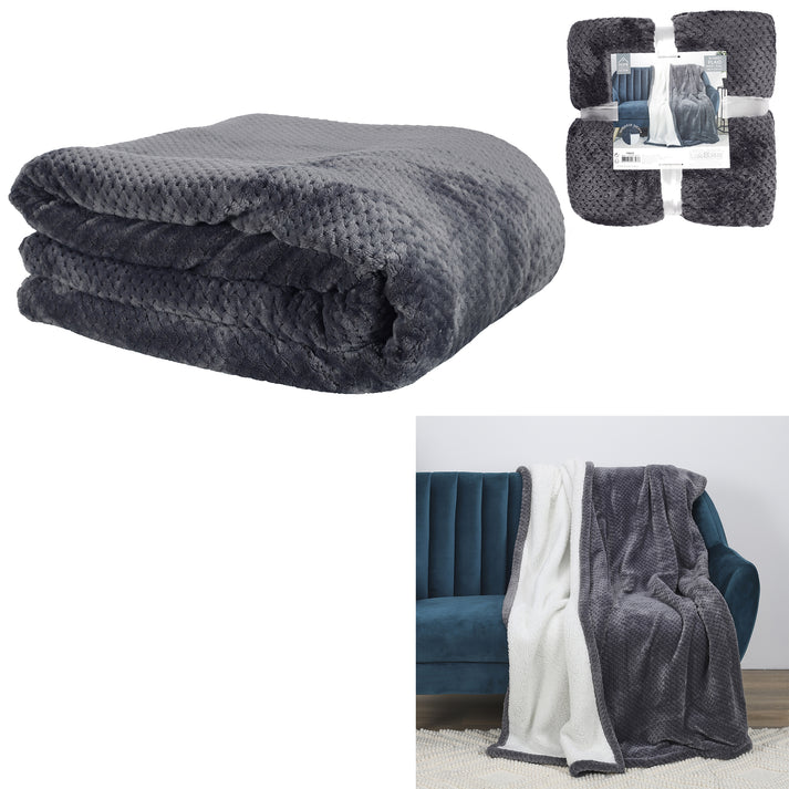 zenpur Plaid Nid Abeille Gris Sherpa Xxl 180X220Cm