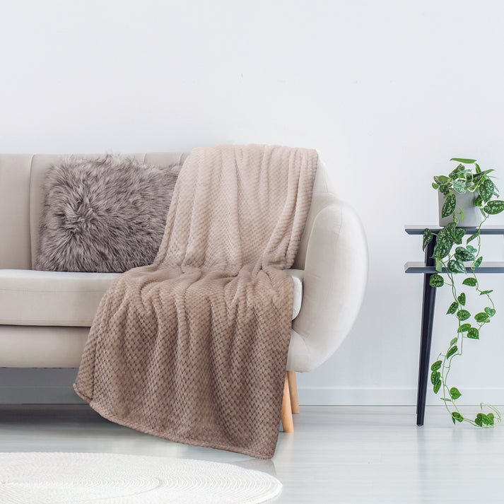 zenpur Plaid Nid d'Abeille Beige zenpur Plaid Nid d'Abeille Beige