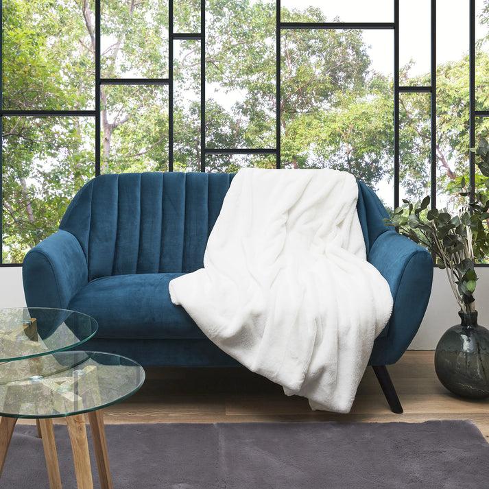 zenpur Plaid Opulent en Imitation Fourrure Écru