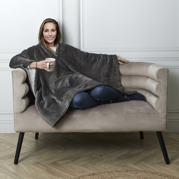 Zenpur Plaid Poncho Gris
