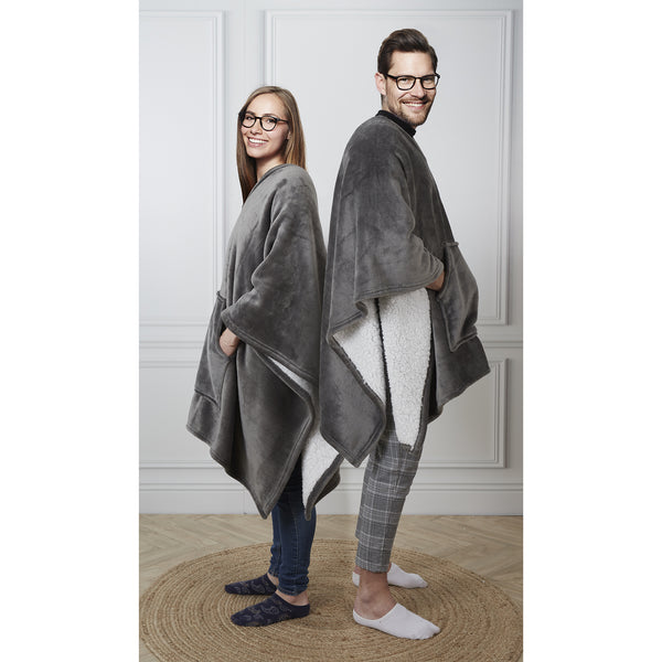 Zenpur Plaid Poncho Gris