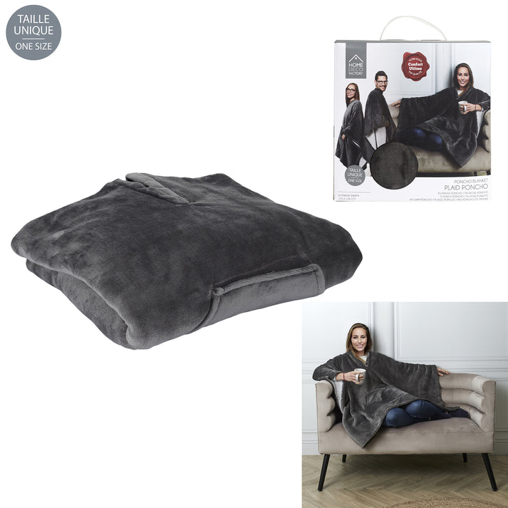 zenpur Plaid Poncho Gris