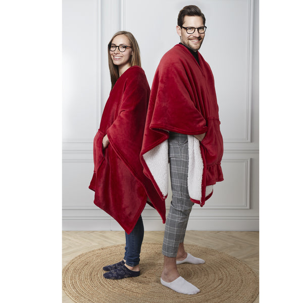 Zenpur Poncho Rouge Élégant En Style Plaid