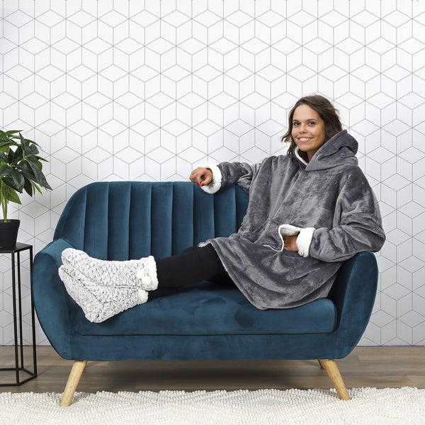 Zenpur Sweat A Capuche Interieur Sherpa Gris
