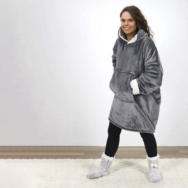 Zenpur Sweat A Capuche Interieur Sherpa Gris