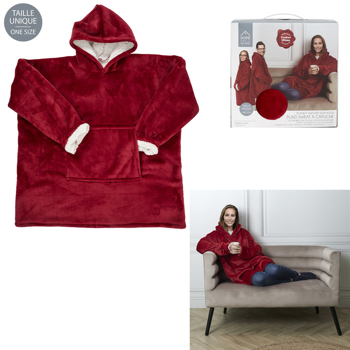 zenpur Sweat A Capuche Interieur Sherpa Rouge
